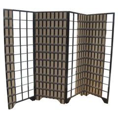 96" Art Deco Style Hand-Painted Four Panel Screen