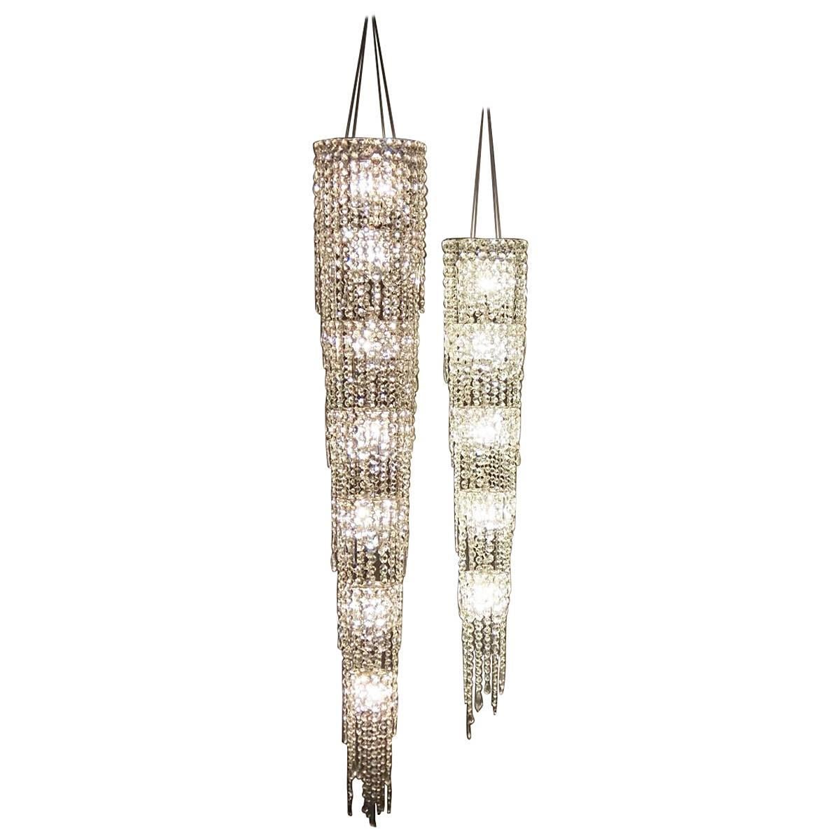 Lolli e Memmoli Caifa Crystal Pendant Light Handcrafted in Italy Modern Design For Sale