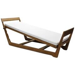 Oak Daybed designed by Maurice Pre, circa 1950, Made in France
