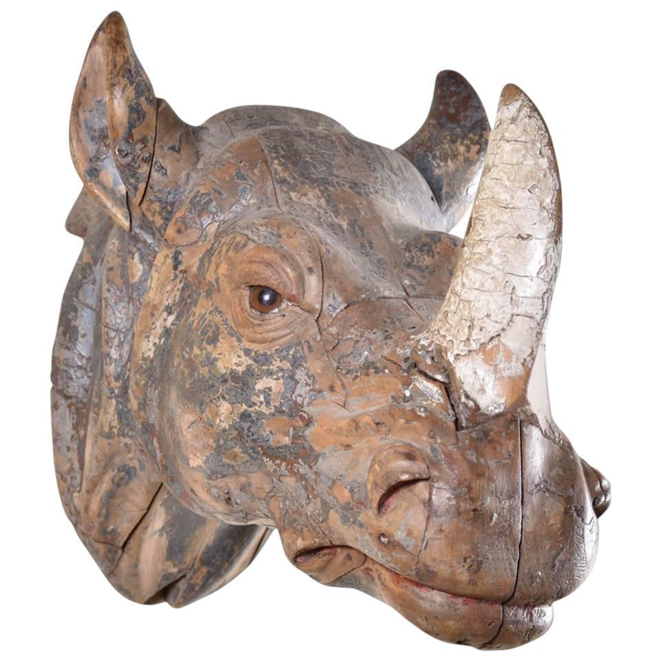 Very Rare Finely Carved Head of Rhinoceros For Sale