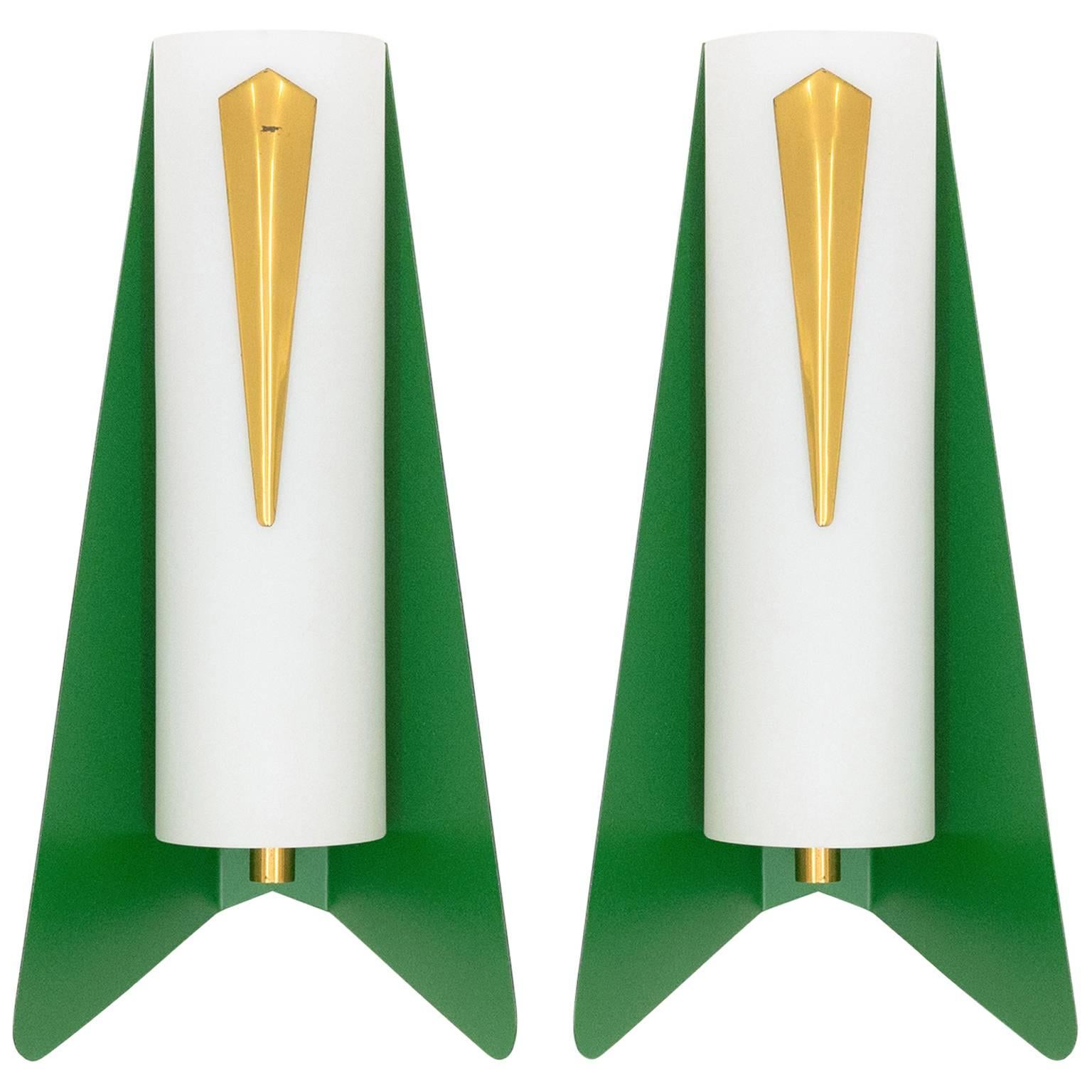 Unique Pair of Stilnovo Style Modernist Sconces, 1950s