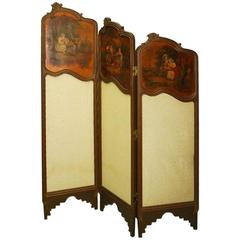 19th Century French Vernis Martin Painted Double-Sided Folding Screen