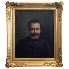 Antique Louis Serendat Oil on Canvas Portrait of a Man, French School Dated 1883