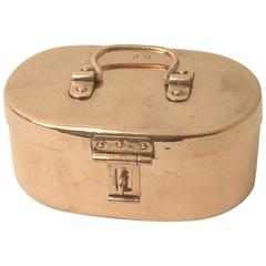Antique Unusual Small Copper Kitchen Cooking Box with Hinged Lid, 19th Century