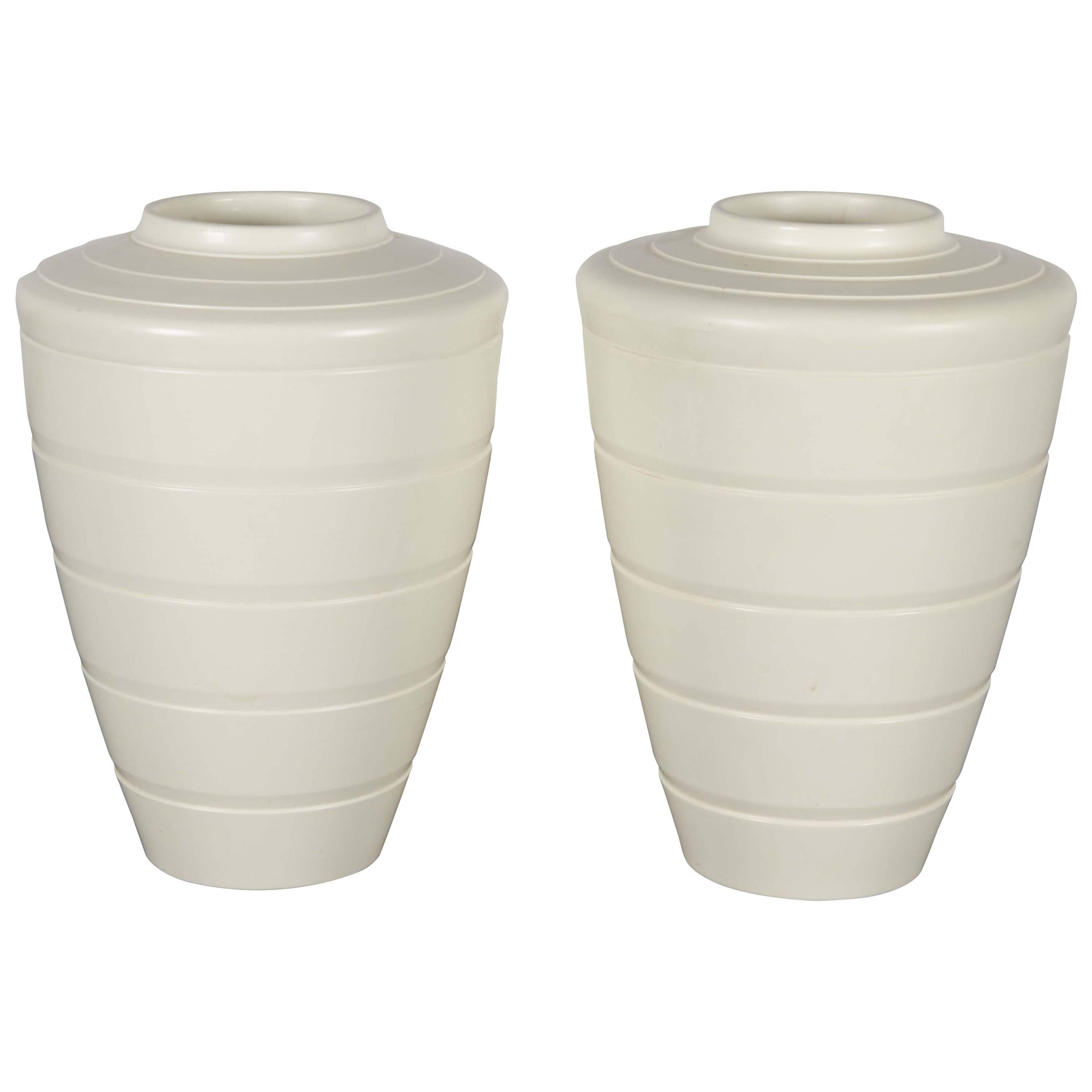 Pair of White Vases by Keith Murray for Wedgwood
