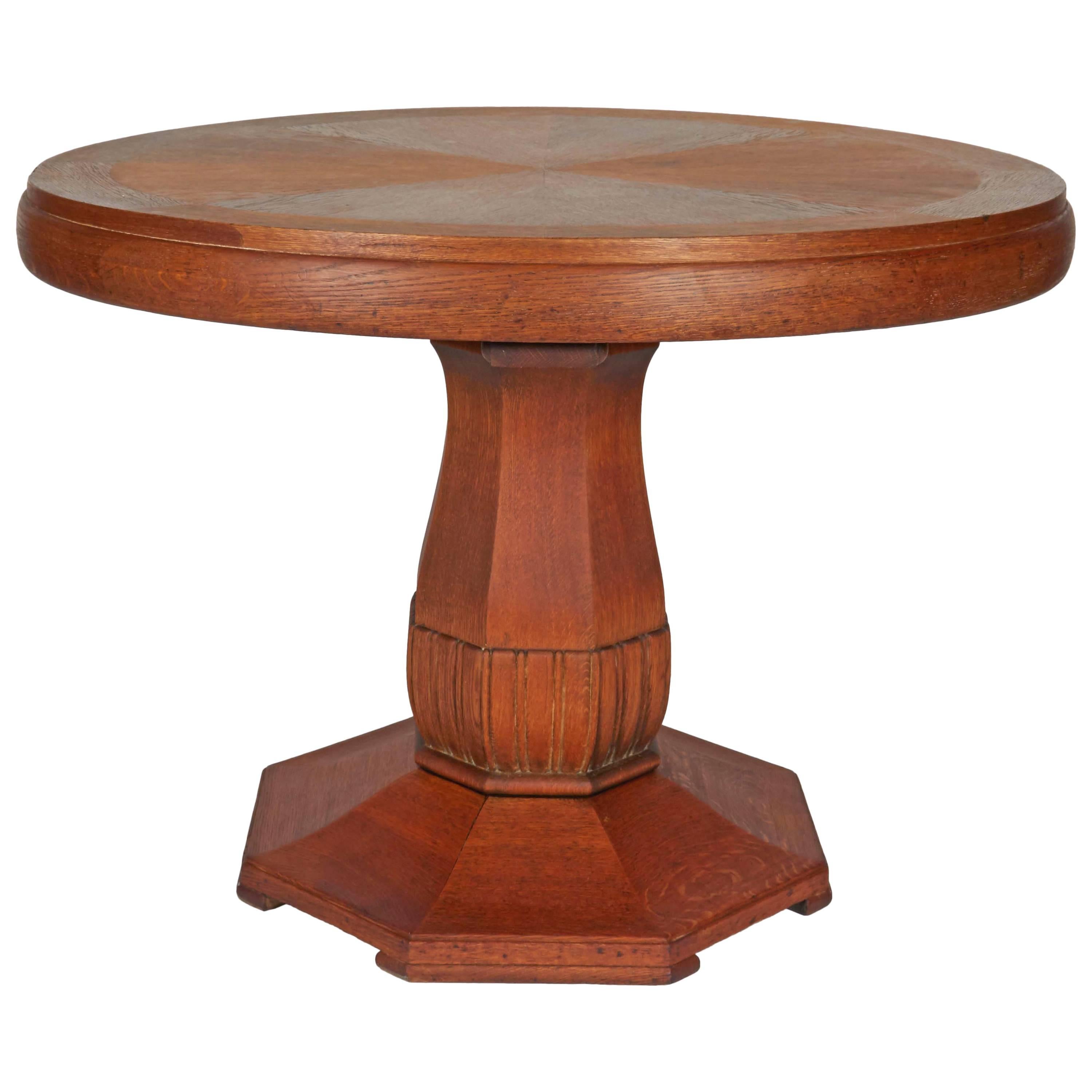 English Country House Center Table with Round Top