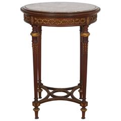 French Bronze-Mounted Mahogany Marble-Top Gueridon Table Attributed to Linke 8