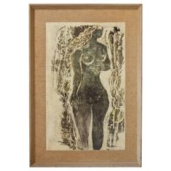 "Young Girl" an Early Clay Lithograph by Syd Solomon, 1957 7