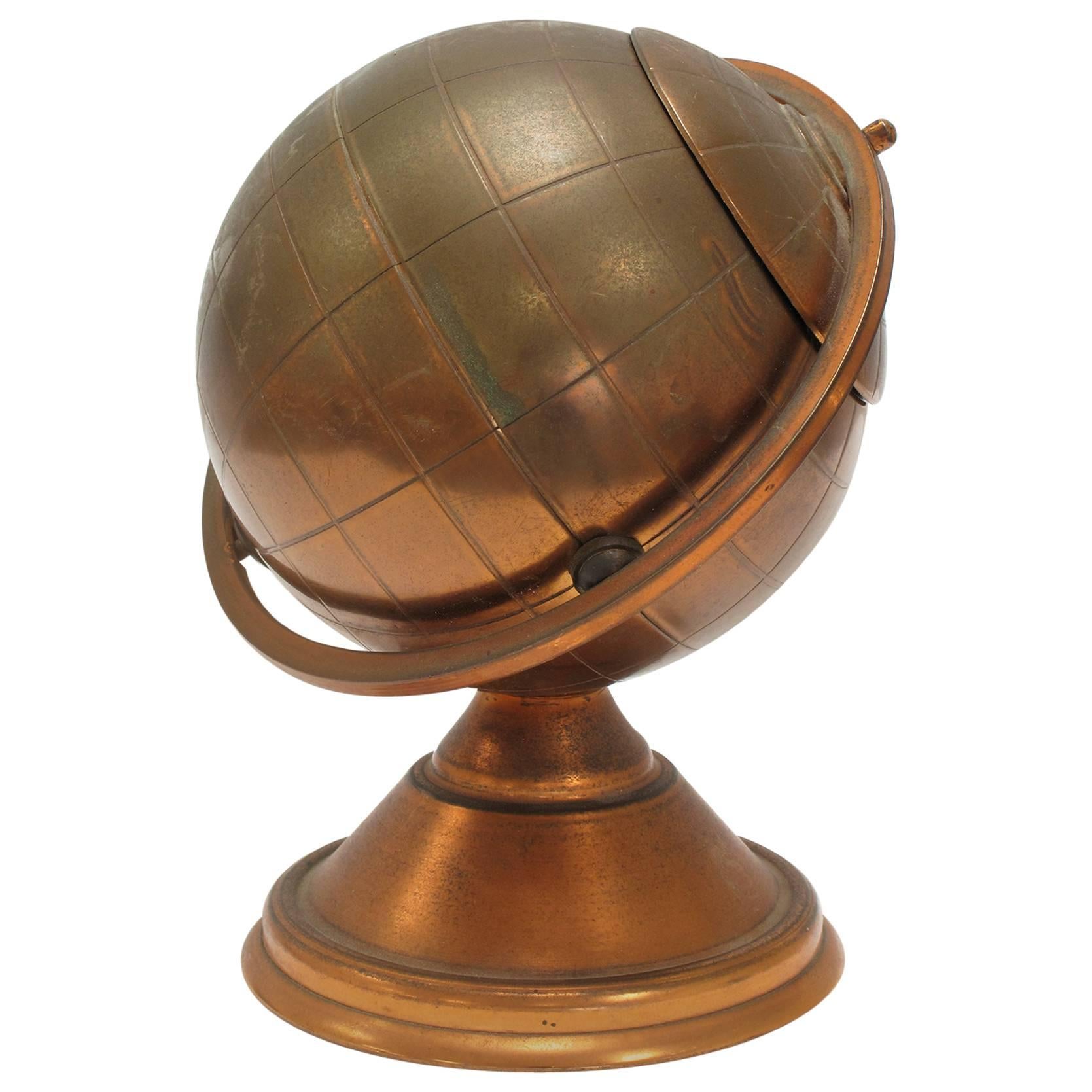 Vintage Copper Globe Decorative Object with Hidden Compartment