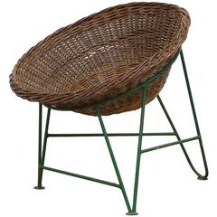 Vintage Jacques Adnet Style Woven Basket Chair