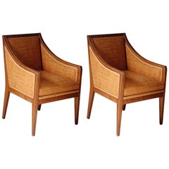 Léon Jallot Pair of French Walnut Armchairs