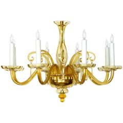 Richly-Colored Murano, 1960s Butterscotch Glass Six-Light Chandelier