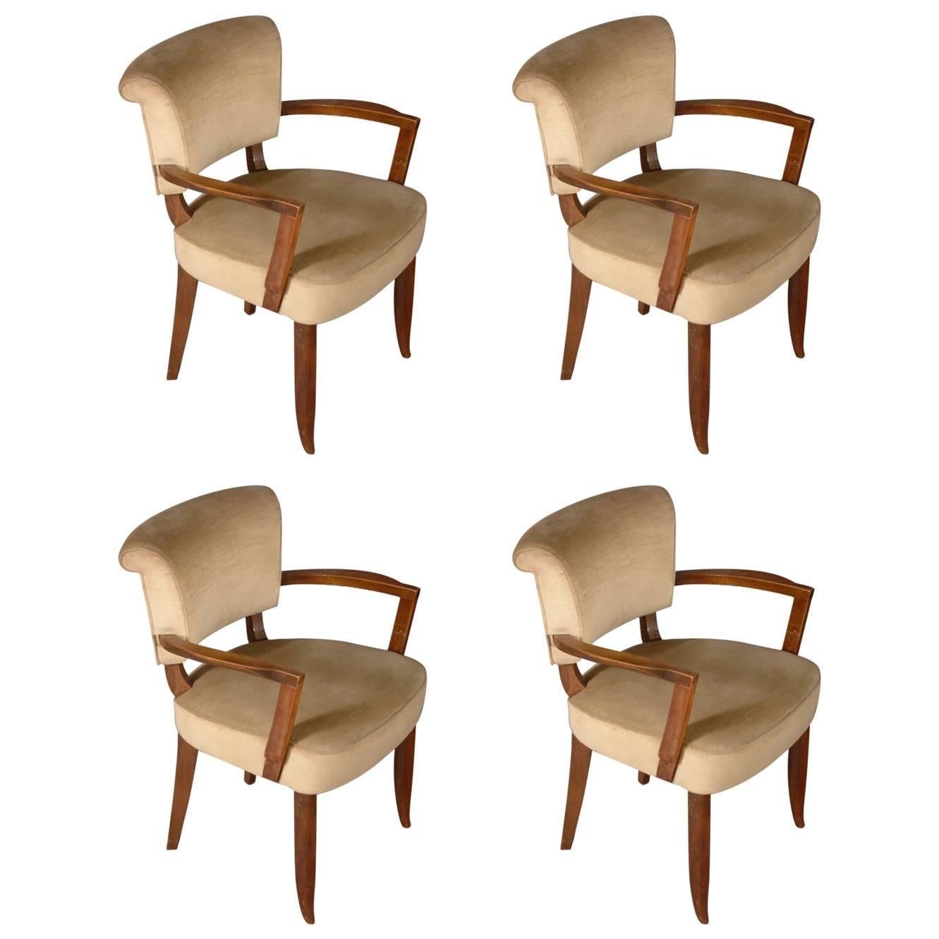 Jules Leleu Pair of Roll-Back Armchairs For Sale