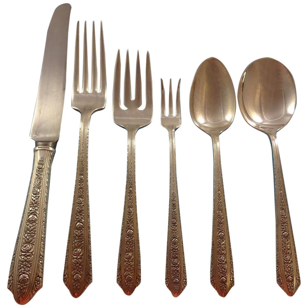 Normandie by Wallace Sterling Silver Flatware Set for Eight Service 52 Pieces For Sale