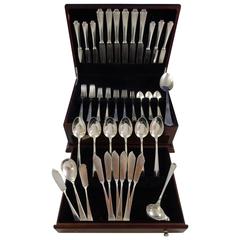 Pyramid by Lutz & Weiss German 800 Silver Dinner Flatware Set Service 58 Pc Deco 1