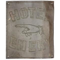 Antique Brass Pointing Sign "Hotel Emery"