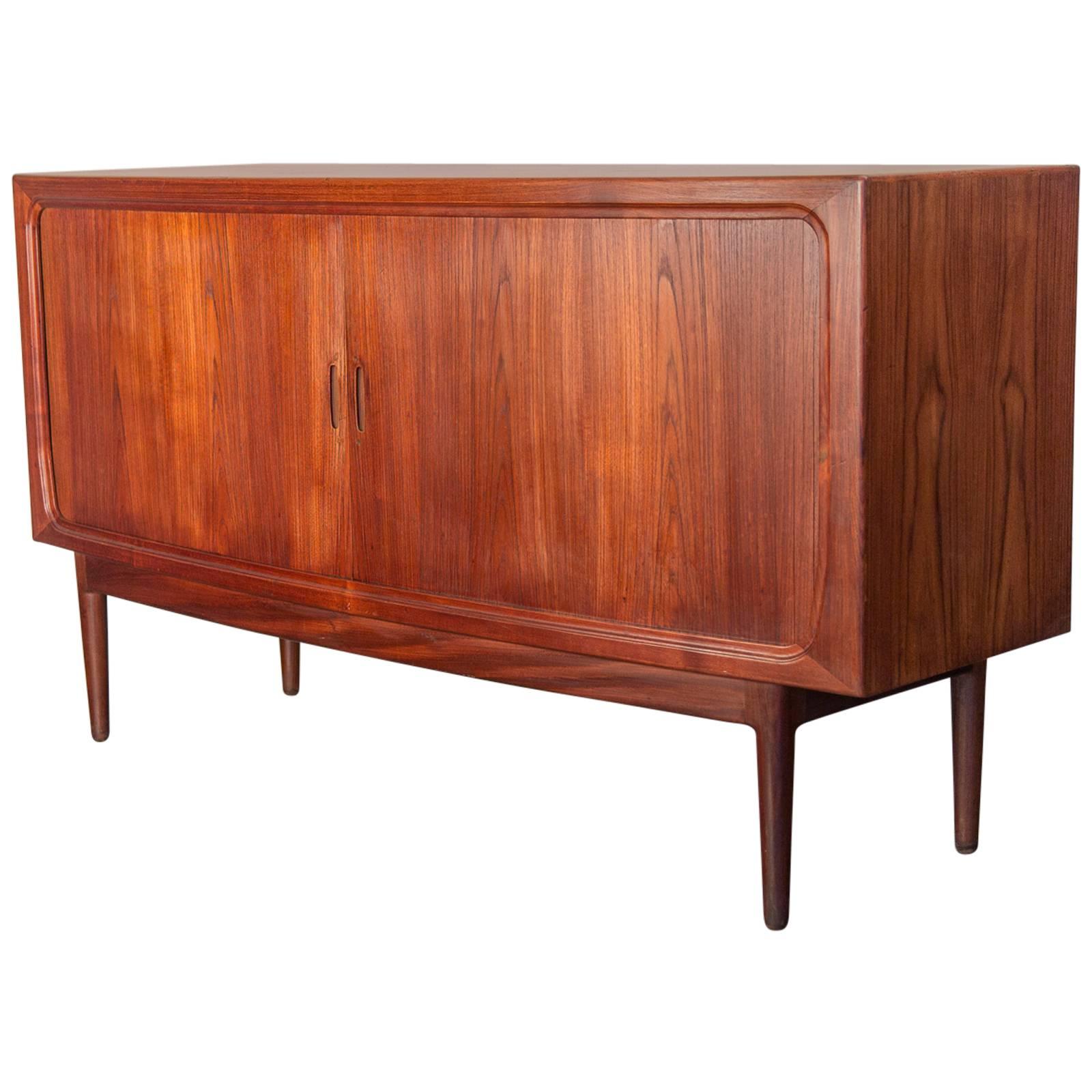1950s Bow Front Credenza with Tambour Doors at 1stDibs