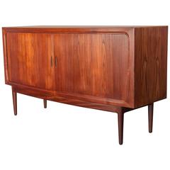 Vintage 1950s Bow Front Credenza with Tambour Doors