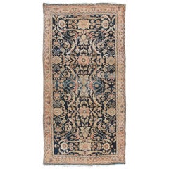 Tapis persan ancien Sultanabad, tapis oriental en laine fait à la main, bleu marine