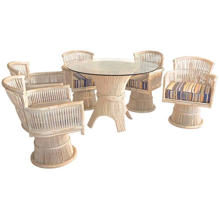 Ficks Reed Bamboo Sheaf Dining Table, Swivel Dining Table Chairs
