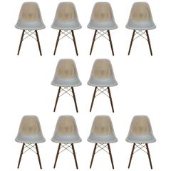 Ten Herman Miller Eames Greige Dining Chairs