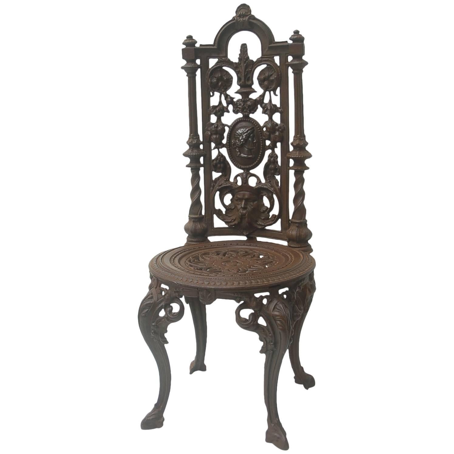 19th Century Napoleon III Cast Iron Chair For Sale