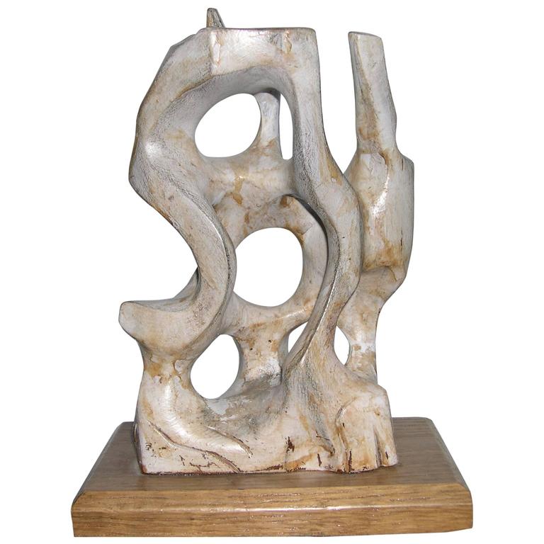 Wood and Gesso Abstract Sculpture Maquette by Helen Phillips American