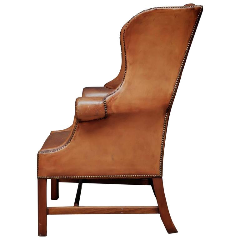 Leather Wingback Armchair For Sale at 1stDibs