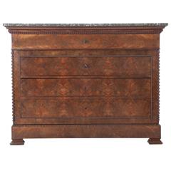 Antique French 19th Century Louis Philippe Mahogany Drop Front Desk with Marble Top