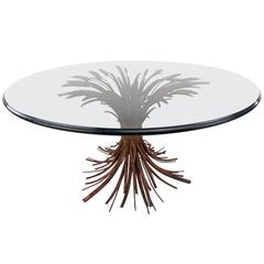 Mid-Century Sculpted Brass and Glass Coffee Table