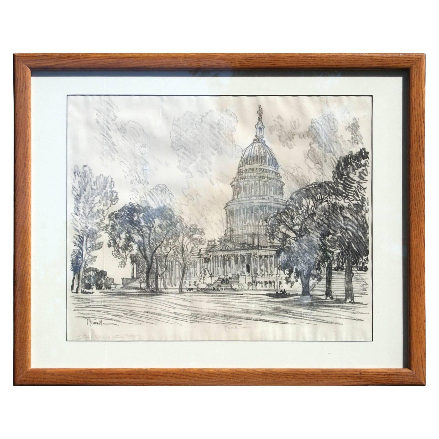 Rare View of the Capitol at Washington D.C. by Joseph Pennell For Sale