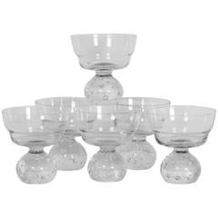 Set of Six Swedish Crystal Champagne Glasses or Dessert Bowls