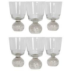 Vintage Set of Eight Swedish Crystal Barware or Wine Glasses