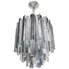 Stunning Mid-Century Murano Glass and Chrome Pendant Chandelier by Camer