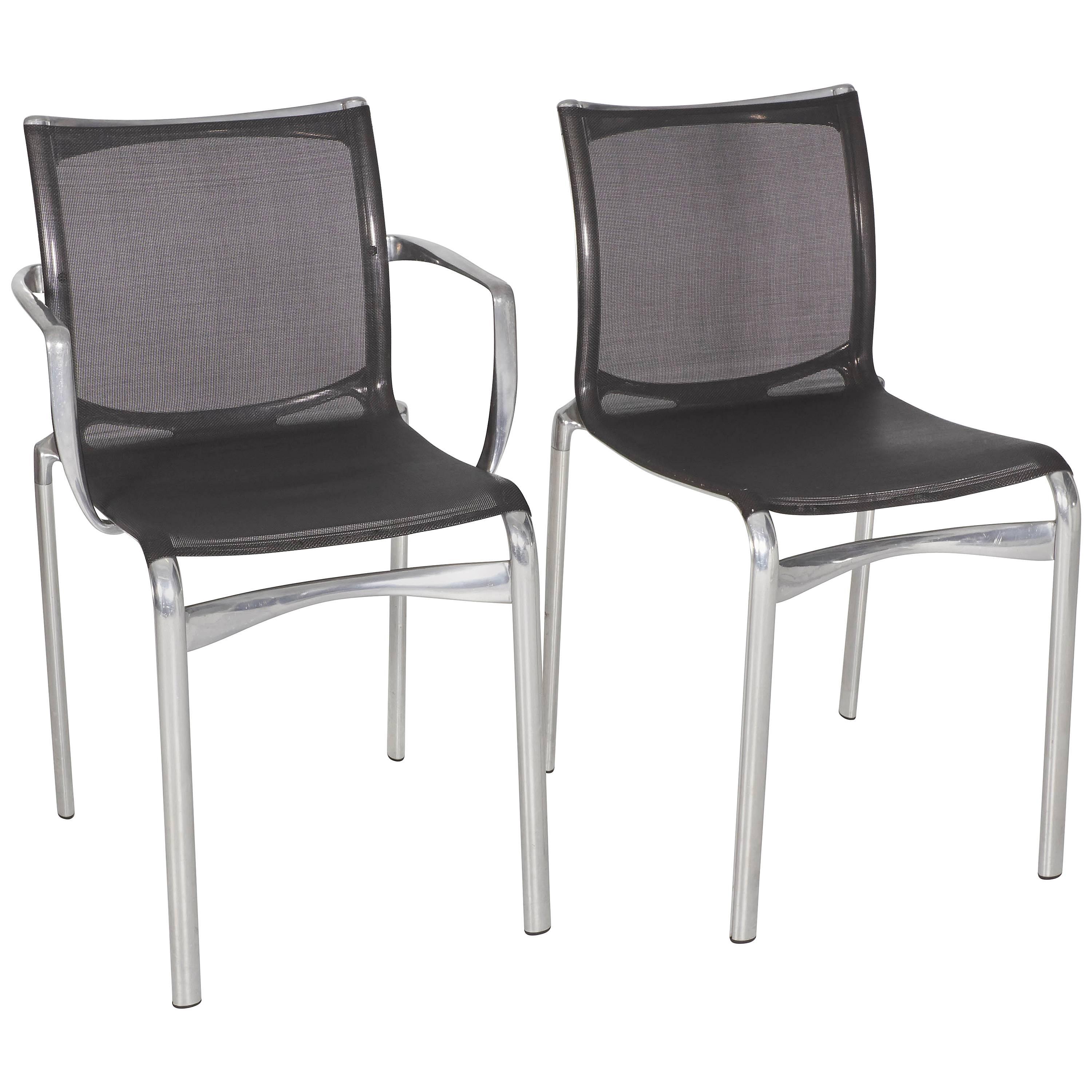 Steel Frame Arm and Side Chair For Sale