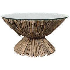 Driftwood Table with Glass Top