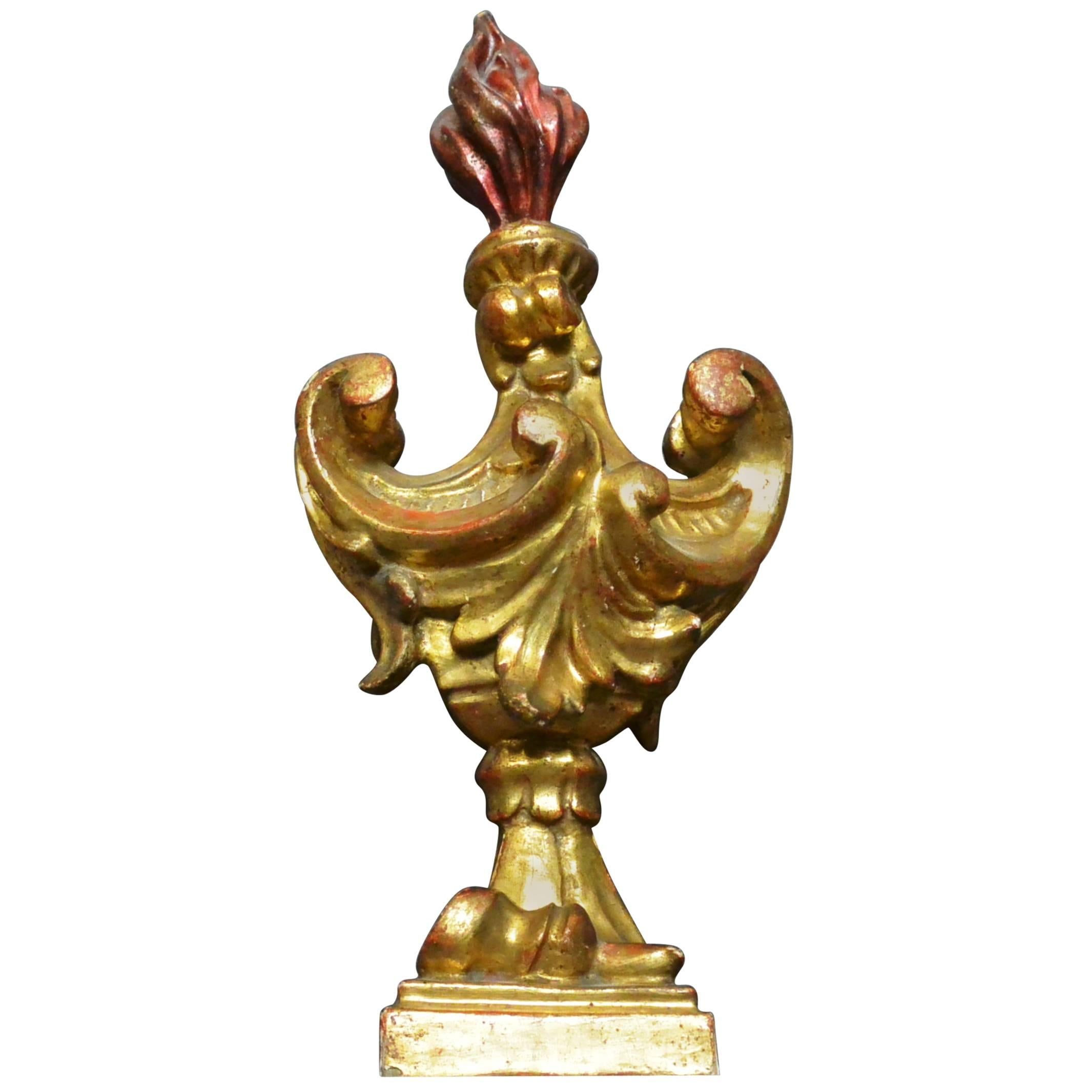 Italian Giltwood Rococo Flambeau Decoration