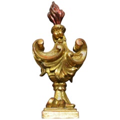 Décoration de flambeau rococo en bois doré italien