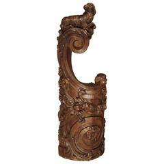 Unusual Antique Staircase Newel Post from France, Dated 1715