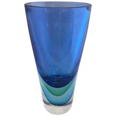 Stunning Murano Glass Multi Sommerso Vase Signed by Italian Artist Luigi Onesto