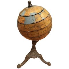 Antique Rare 1920s Jigsaw Globe on Metal Tripod