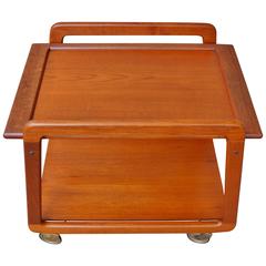 Danish Teak Serving Cart Flip-Top Tray, Casters by Sika Mobler