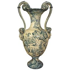 Tall Antique Italian Faience Vase from Tuscany, Italy