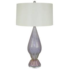 Enormous Vintage Murano Table Lamp of Barbini Style in Lavender