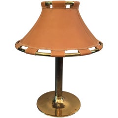 Retro Brass and Leather Table Lamp by Ateljé Lyktan, Sweden, 1960s