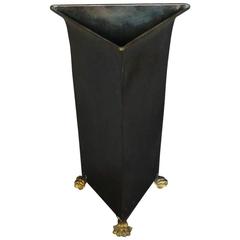 Vintage French Tole Umbrella Stand on Paw Feet