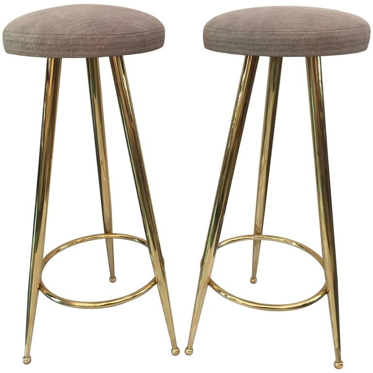Pair of Vintage Italian Brass Bar Stools at 1stDibs vintage brass bar