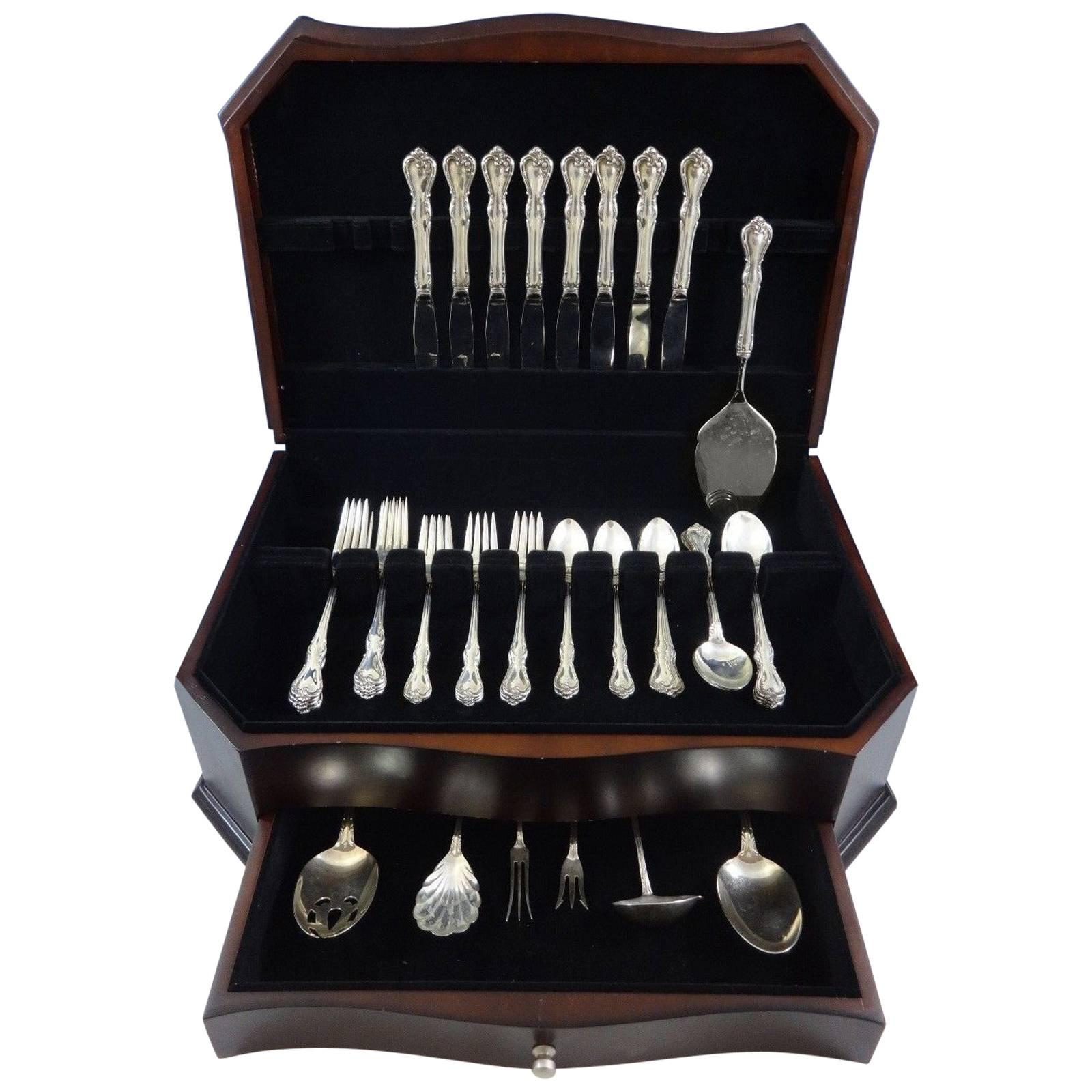 Beautiful Rose Cascade by Reed & Barton sterling silver flatware set - 47 pieces. This set includes:

Eight knives, 9