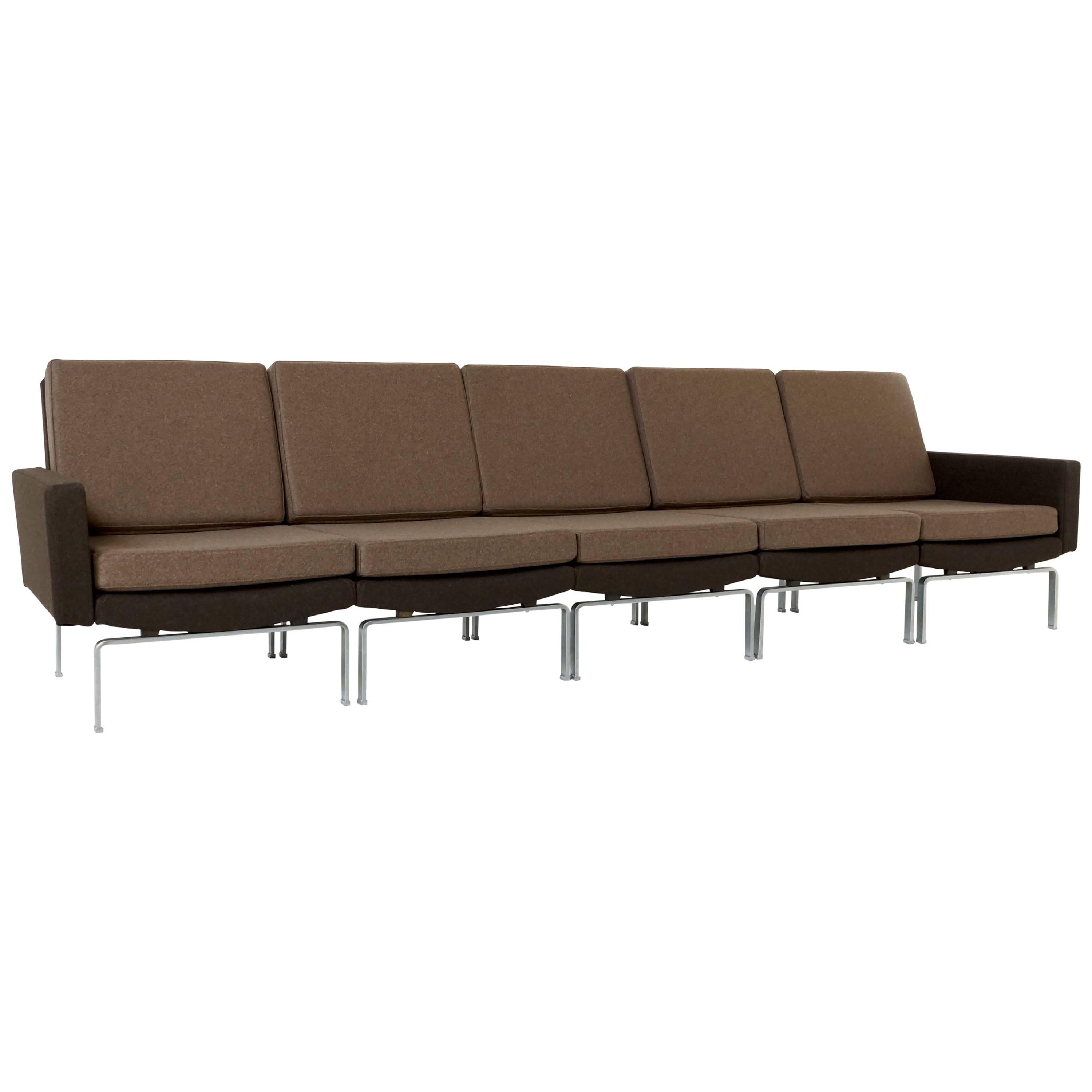 Brown 5 Element Sectional Sofa on a Chromed Steel Base, 1972 For Sale