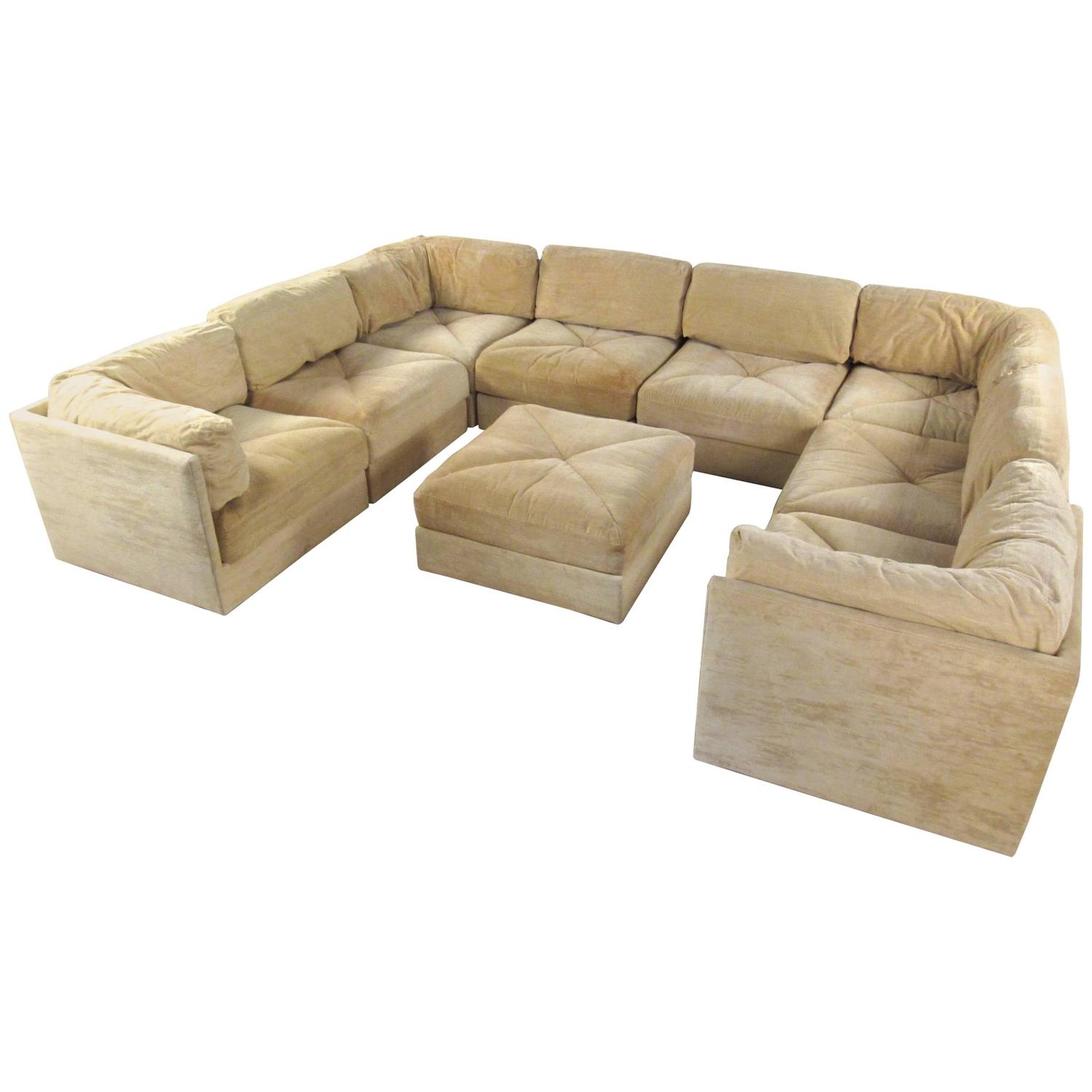 Large Selig Sectional Sofa with Ottoman, MidCentury Modern For Sale at 1stdibs